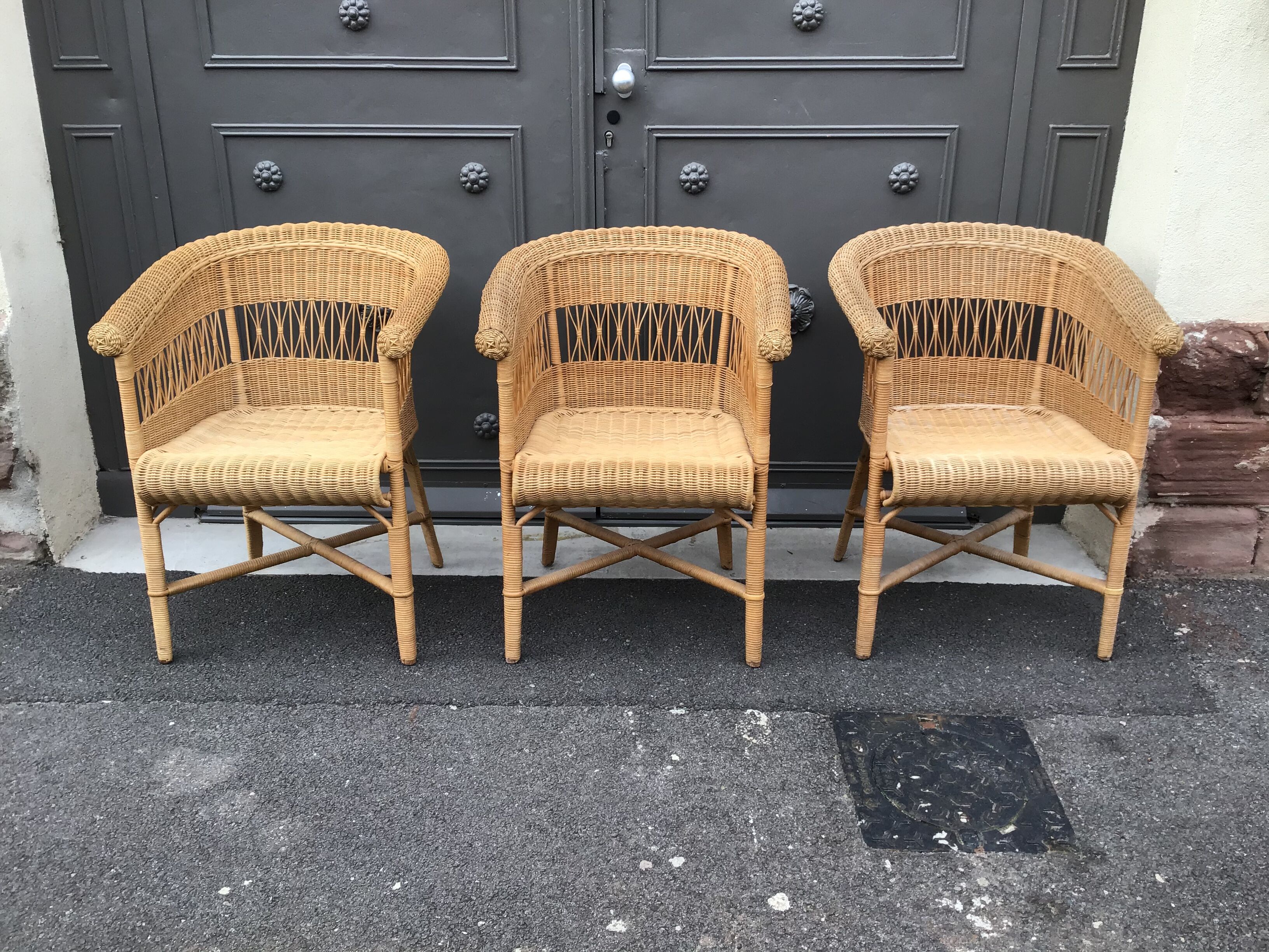 Vintage rattan gondola seat
