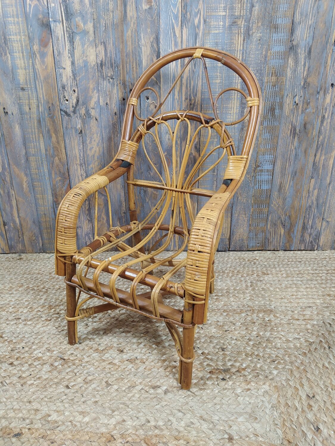 Fauteuil enfant rotin