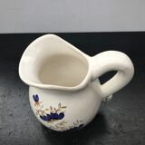 Former pitcher Vallauris ceramics white drawing vintage flowers