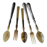 Antique horn and silver cutlery