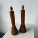Paire de lampes de table bois chêne années 50
