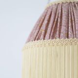Small floral portable lamp with fringed finish