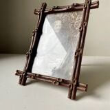 Antique Frame in carved wood  faux bambou style 19.5 cm x 15 cm