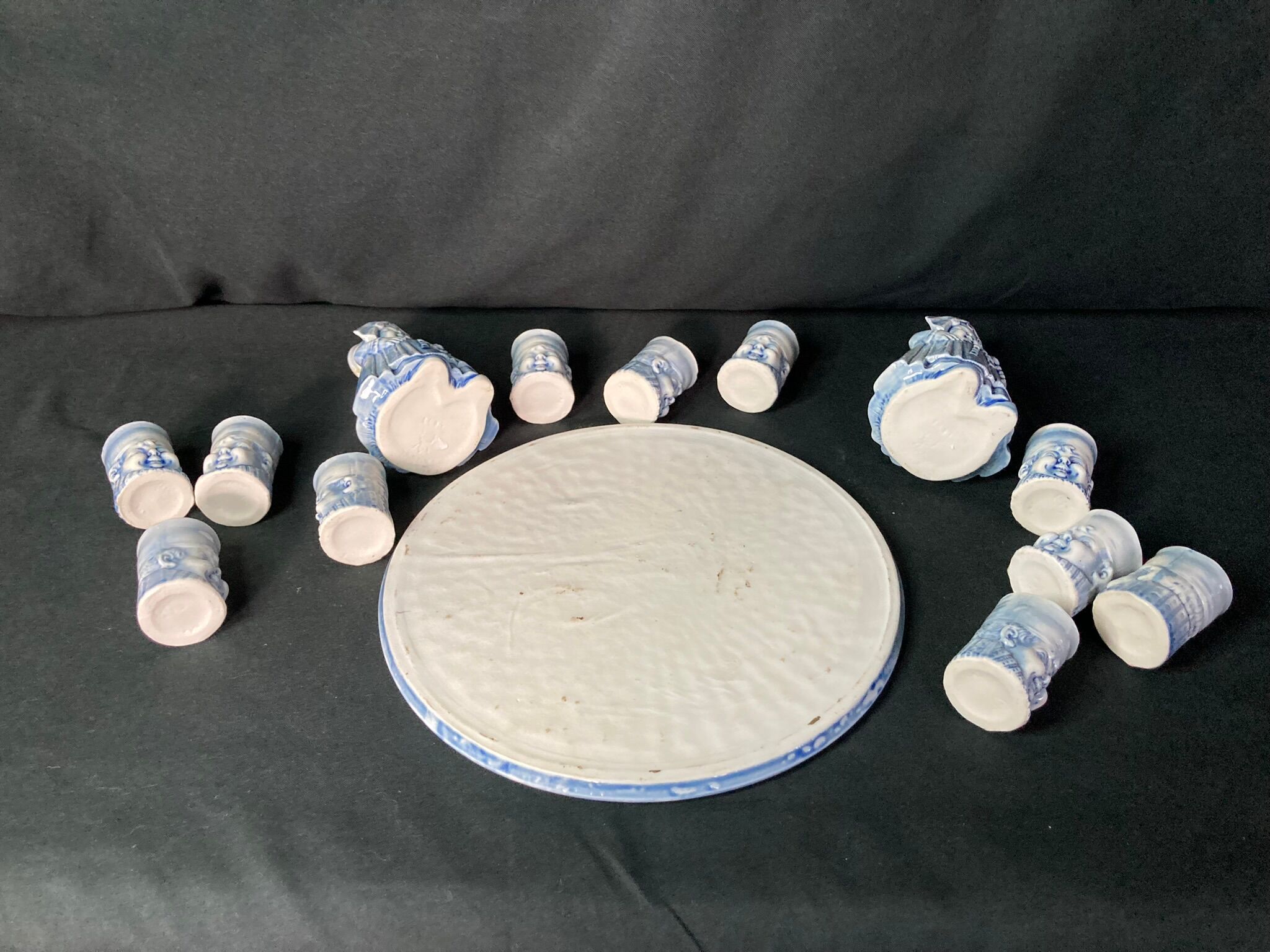 2211826 Vintage service with Breton liqueur cups and carafes ceramic XXth