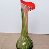 Murano Glass Vase Calla Lily - blown ribbed floral - Italy - Art Deco - 1970-1980