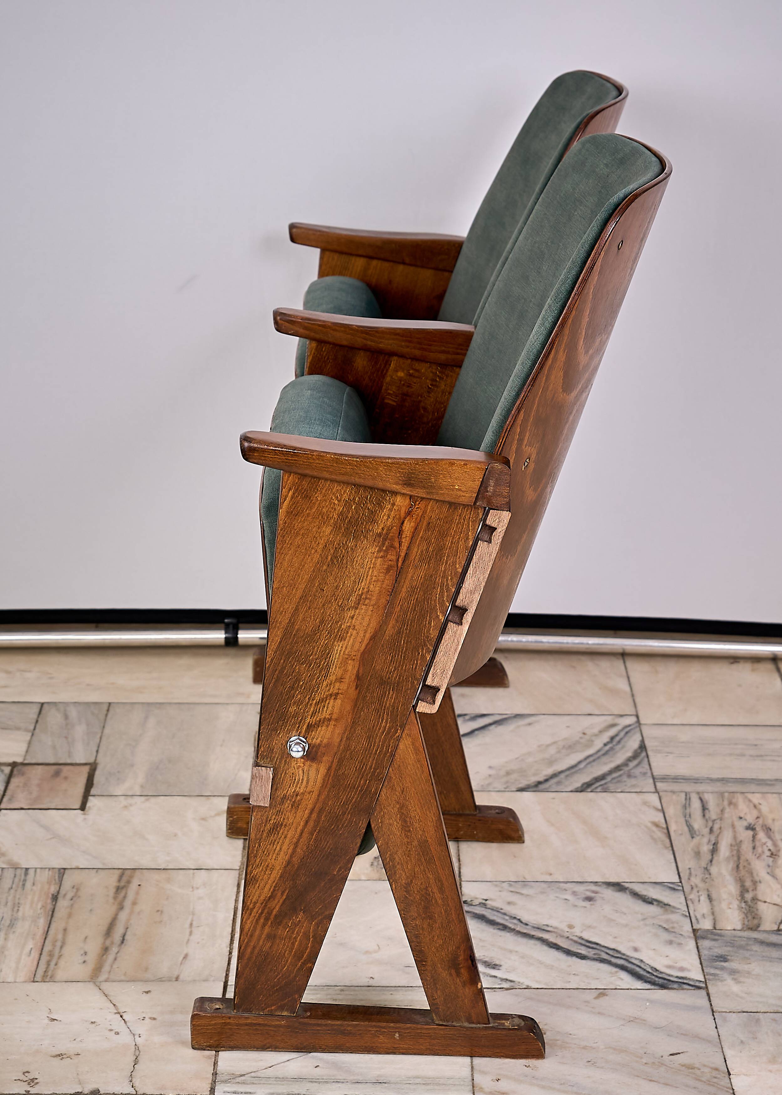 Vintage Czechoslovakian double cinema seats from the 1970s Retro Design