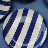 Assiettes à dessert rayures bleues