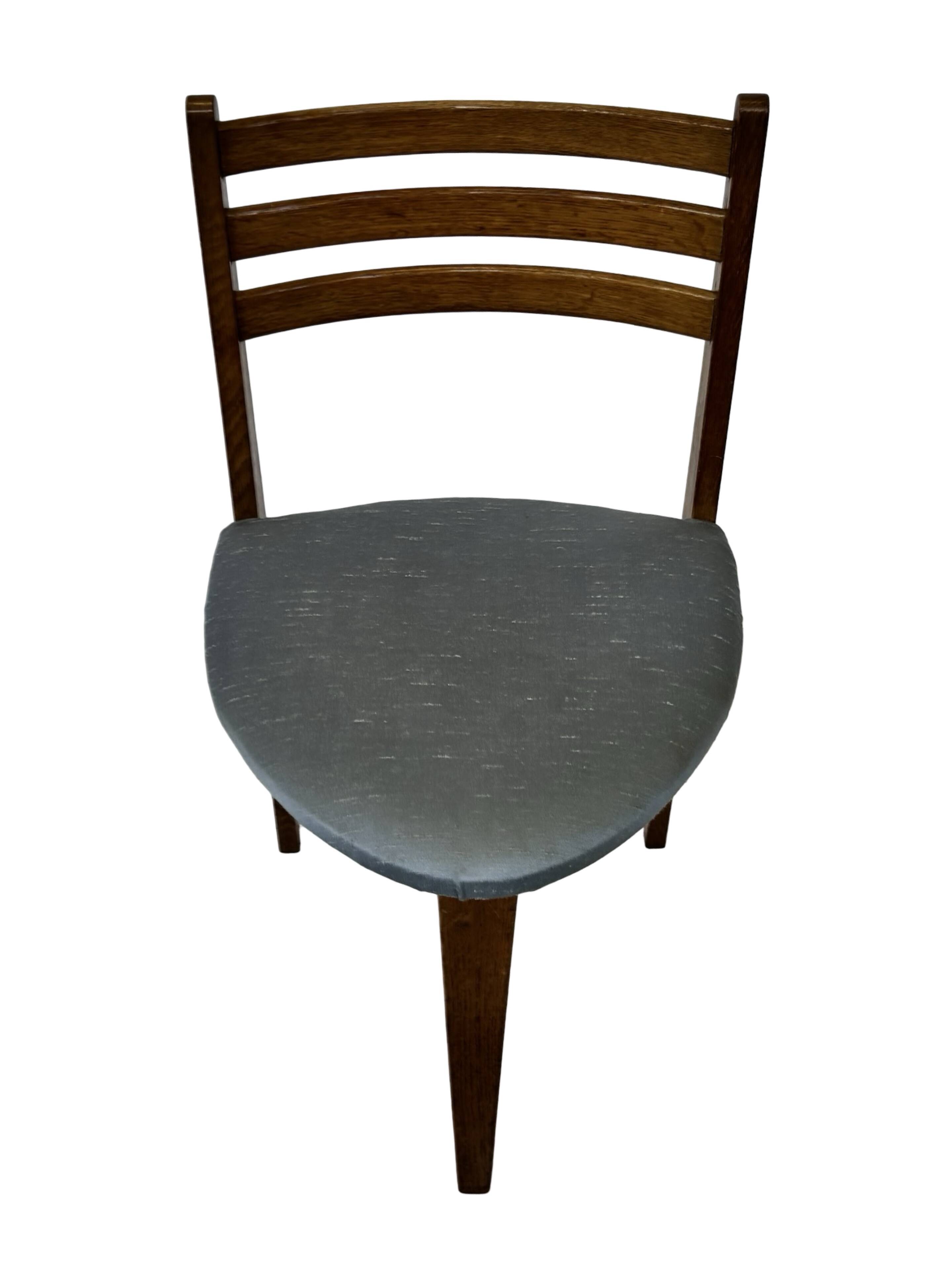 Vintage rare three-legged dining chair 1960s oak heart chair