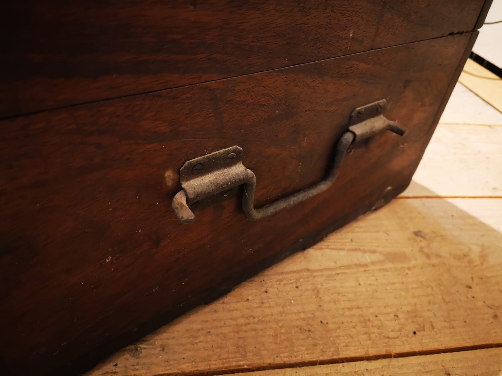 Old mahogany wooden trunk