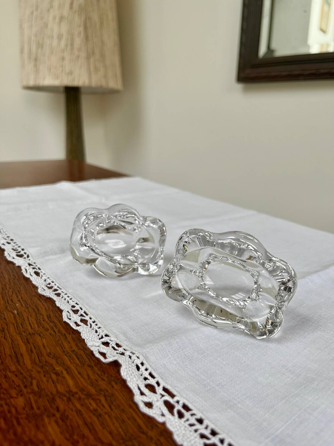 Pair of crystal salt cellars — Daum France