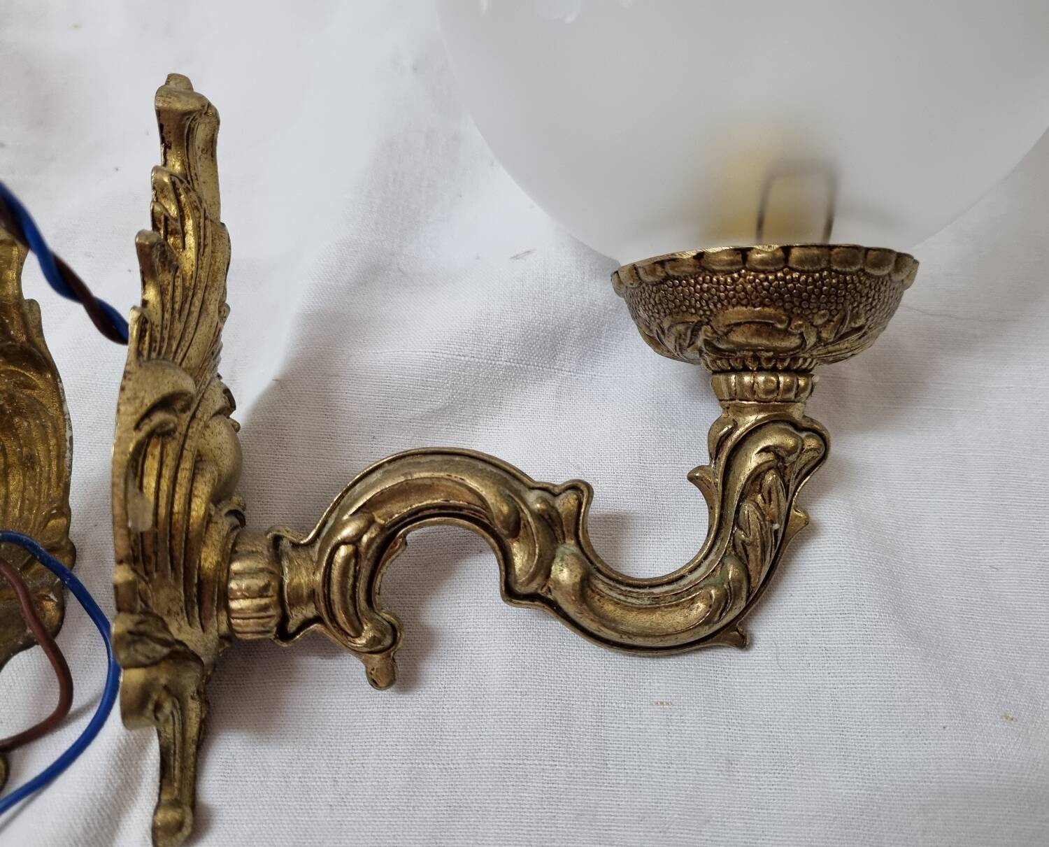 Gilt brass and engraved glass wall lights, 1970