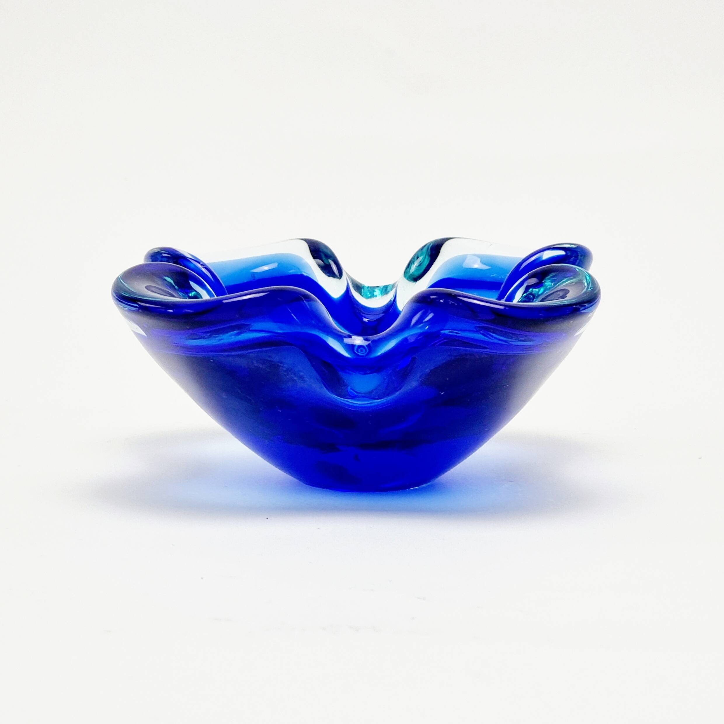 Labelled Mid Century Sommerso Murano Glass Ashtray/Small Bowl, Italy, 1960s