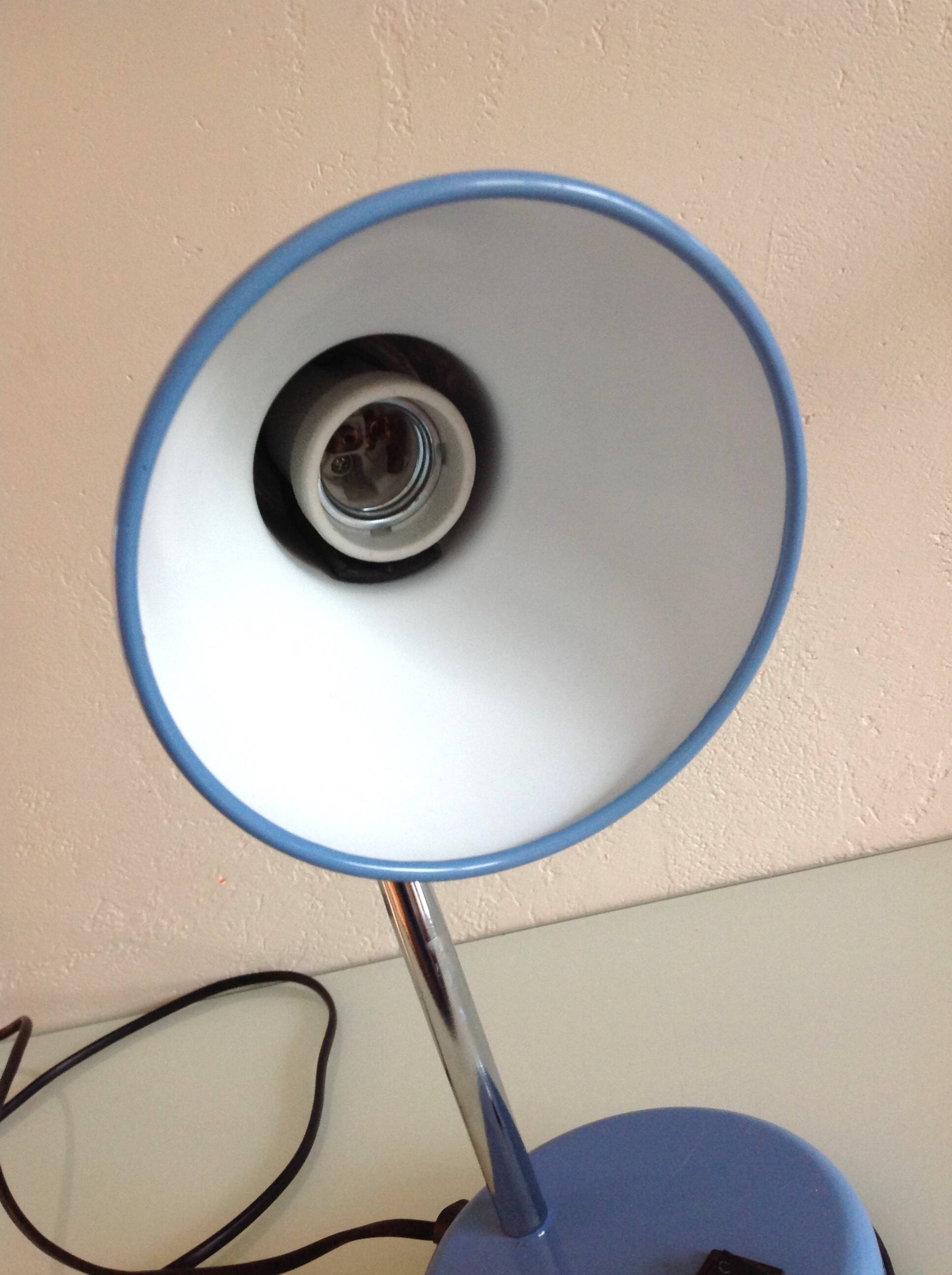 Blue metal desk lamp / vintage 70s-80s