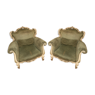 Pair of green almond chairs