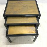 70s metal and glass tables