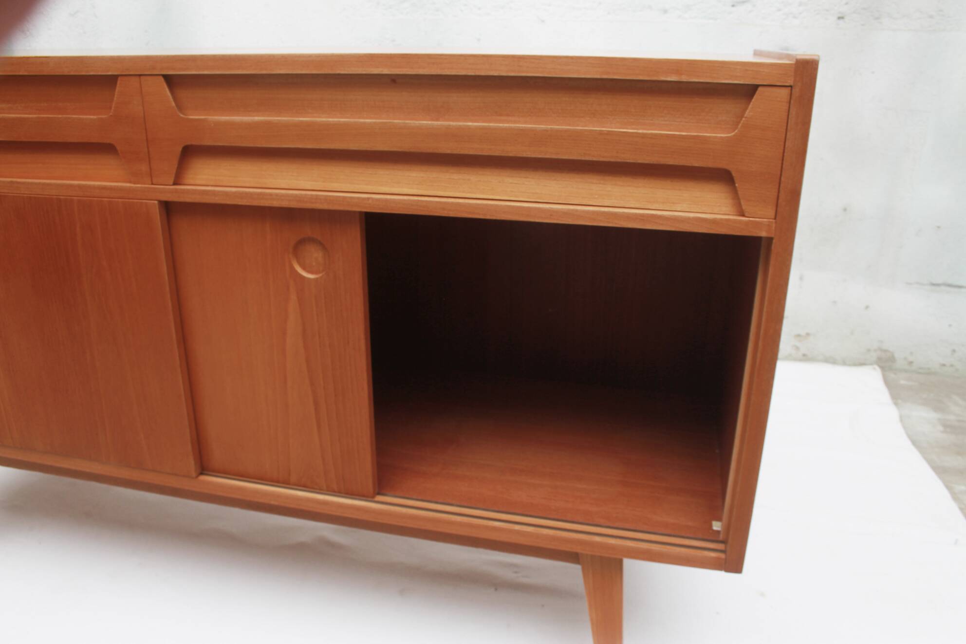 1950s sideboard in cherrywood with sliding doors