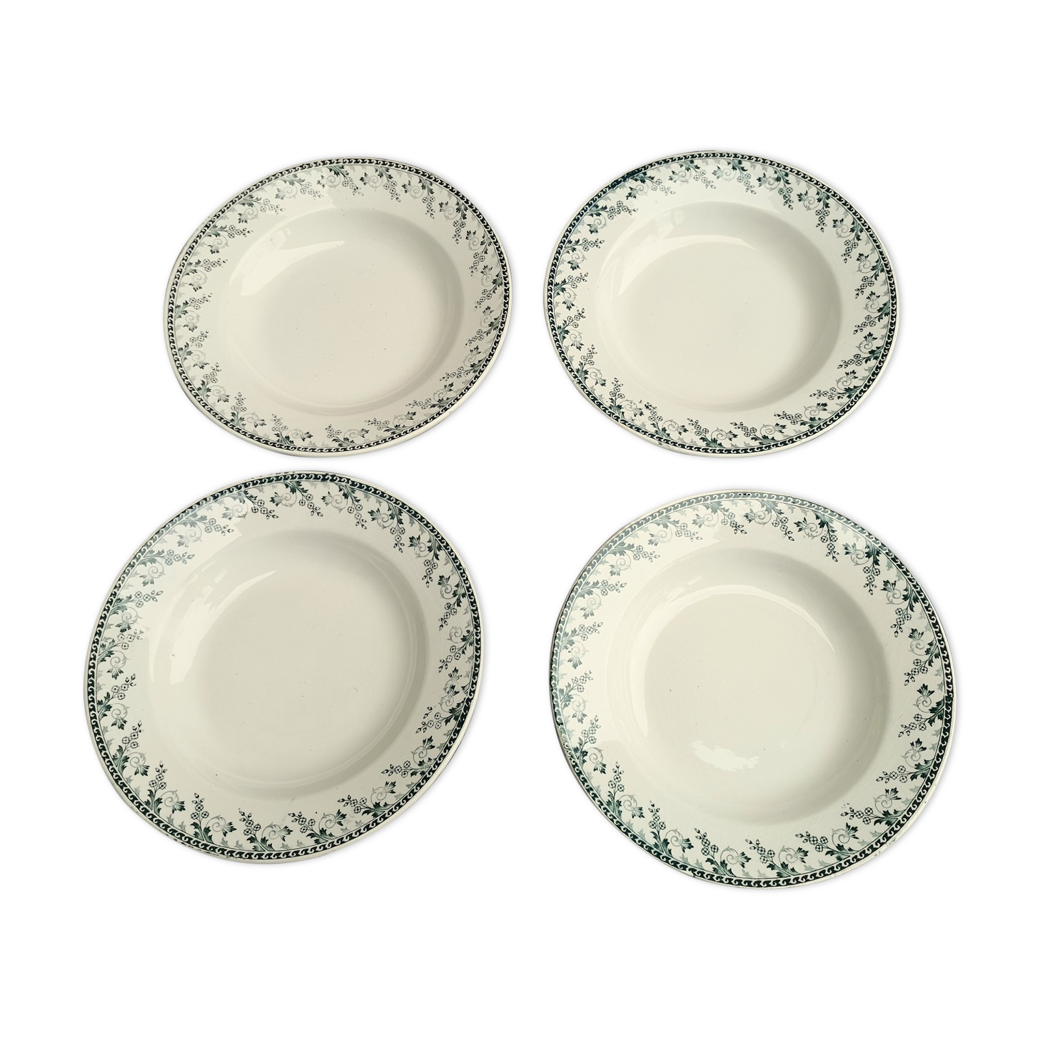 4 Hollow plates Terre de Fer in Opaque Porcelain from Gien Collection Montigny
