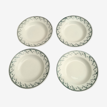 4 assiettes creuses Terre de Fer en Porcelaine Opaque de Gien Collection Montigny