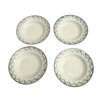 4 Hollow plates Terre de Fer in Opaque Porcelain from Gien Collection Montigny