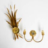 Beautiful large 70s gold-plated 2-armed metal wall lamp by Hans Kögl