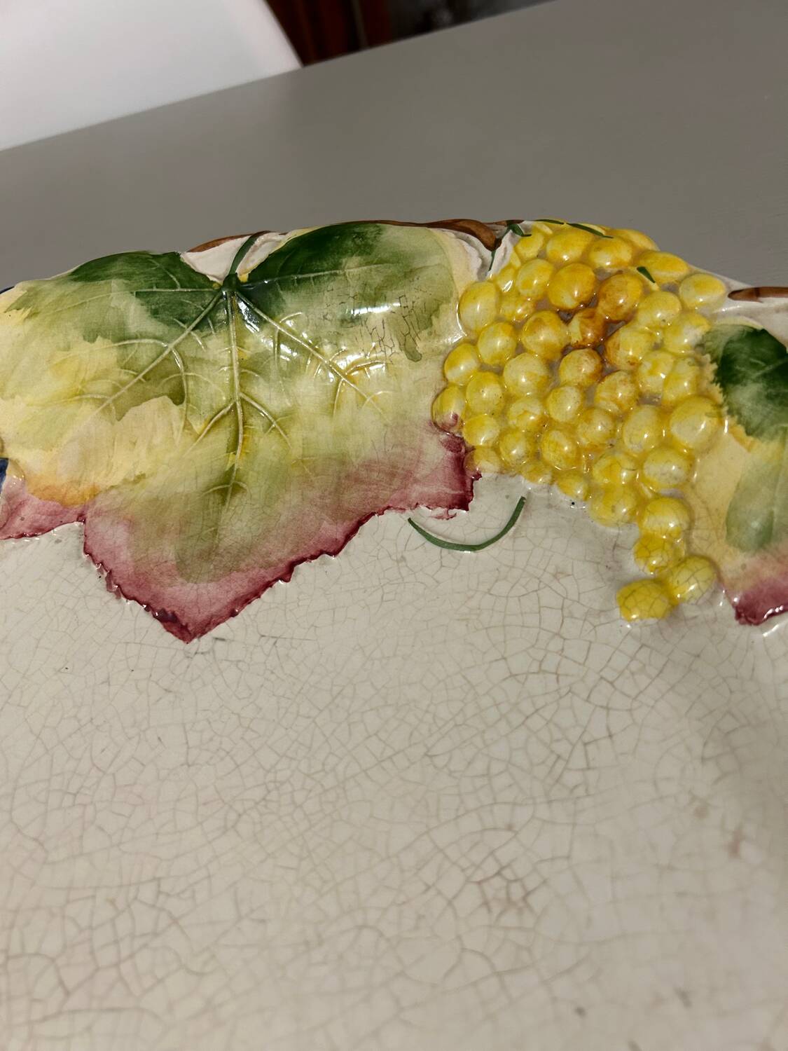 Large old earthenware slip dish