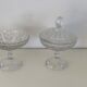 Two dredged cups in transparent glass geometric patterns in old relief