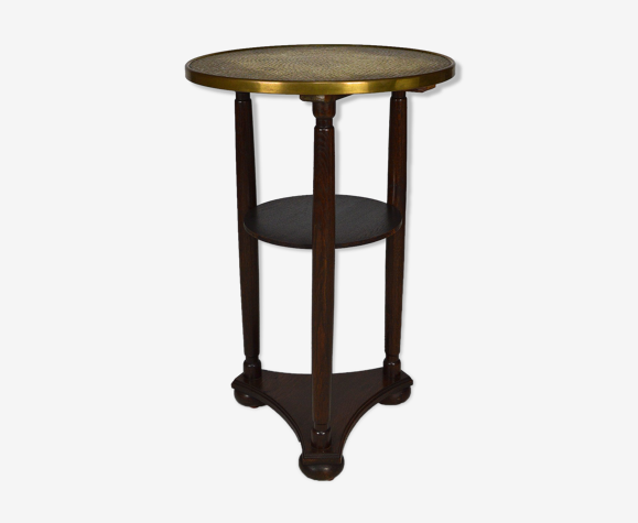 Austrian pedestal table with repelled brass tray, circa 1910