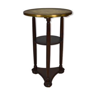 Austrian pedestal table with repelled brass tray, circa 1910