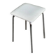 Vintage square steel and white leather stool