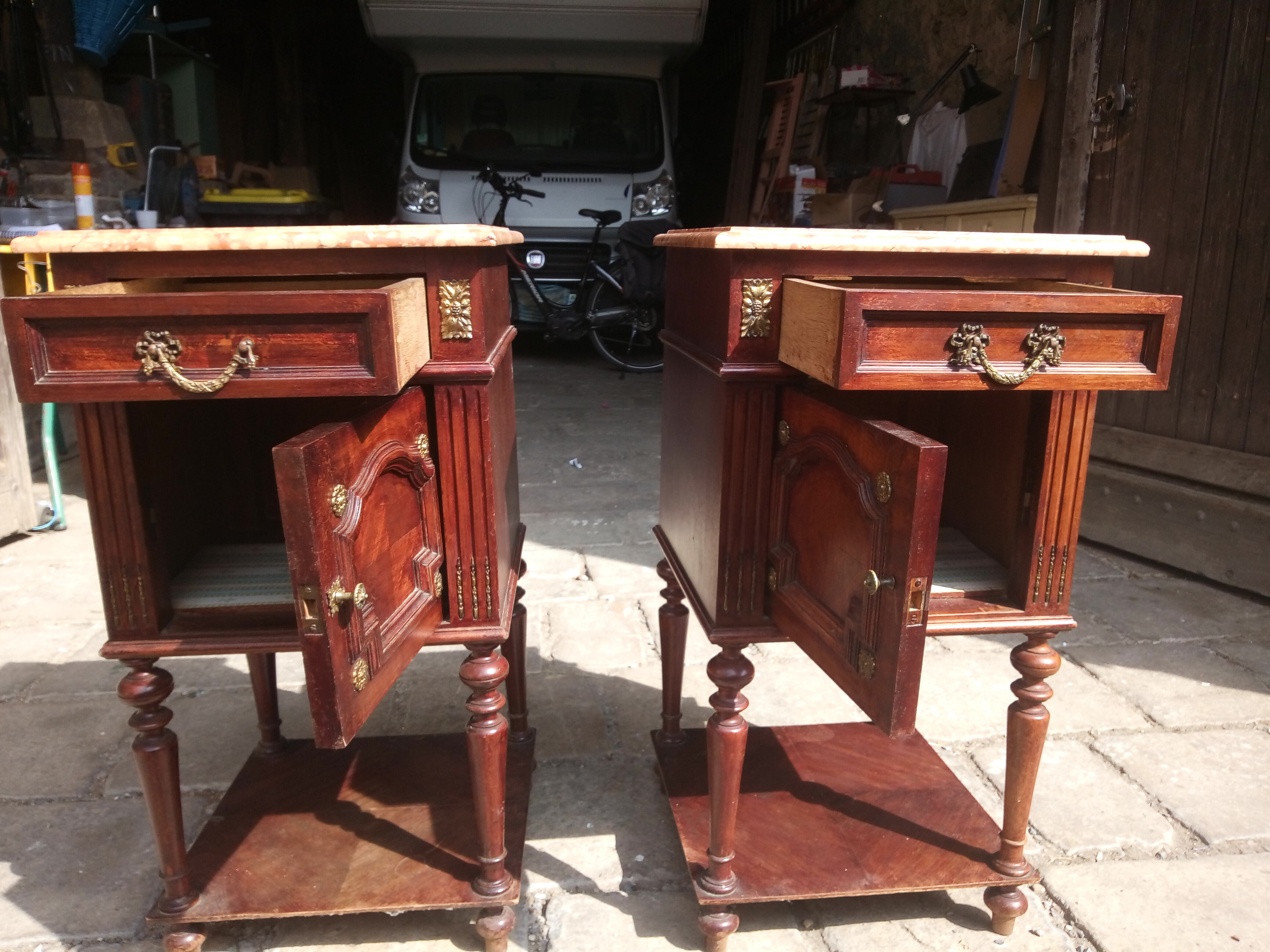 Pair of old bedsides