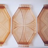 Trio de plateaux verre pamplemousse