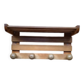 Swedish pine wall coat rack 1970