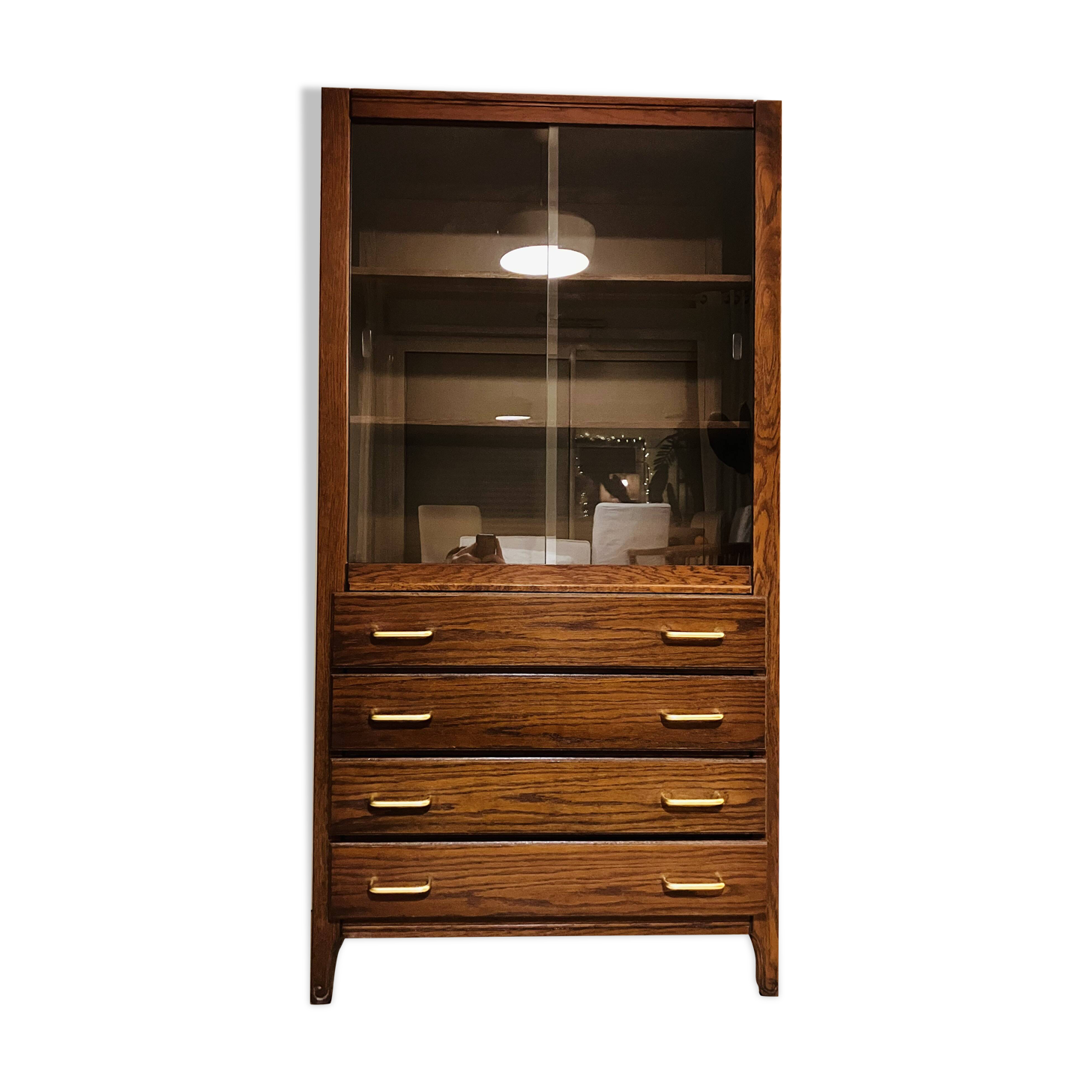 Vitrine commode bois année 70