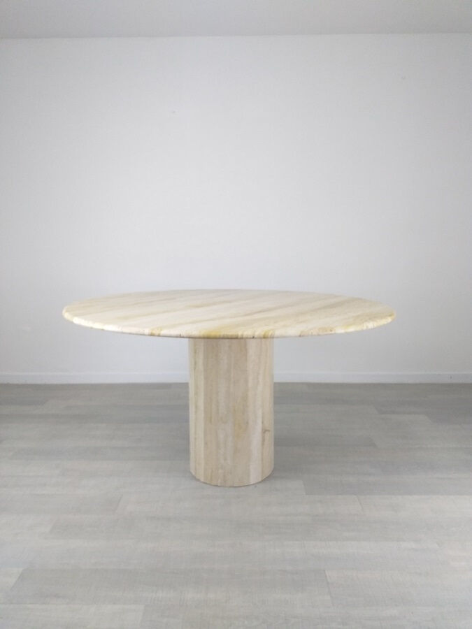 Travertine dining table design Jean-Charles Roche Bobois vintage 70s
