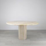 Travertine dining table design Jean-Charles Roche Bobois vintage 70s