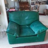 Sofa set and a green leather armchair - 1990s style - Duvivier brand