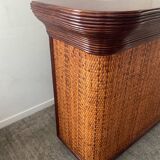 Vintage wooden and rattan counter bar