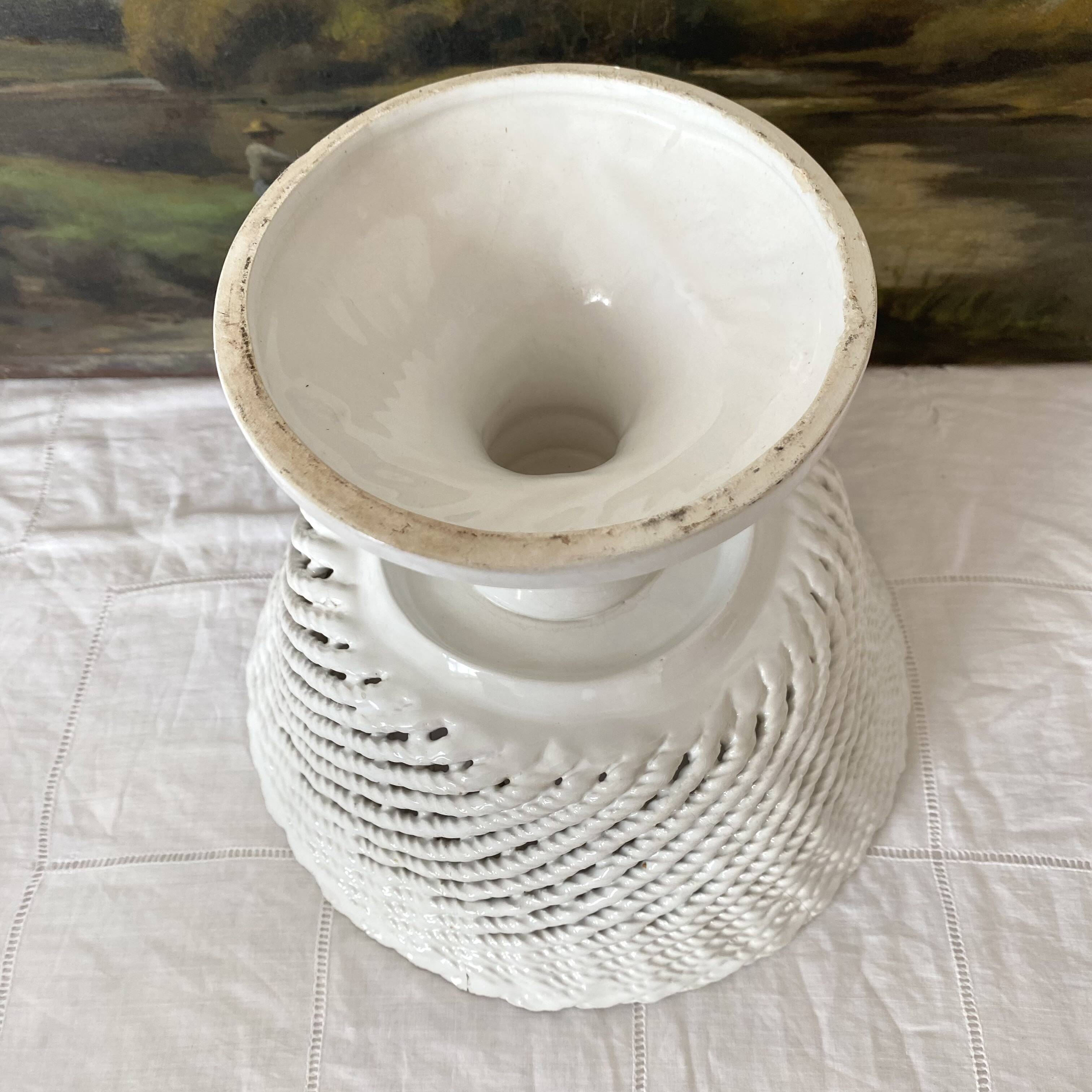 Braided ceramic footed bowl