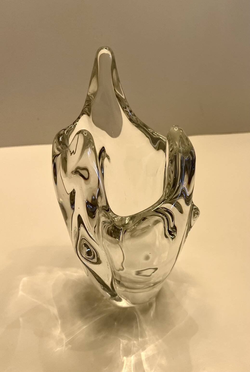 Vintage crystal vase sculpture – signed R. Schneider 1959