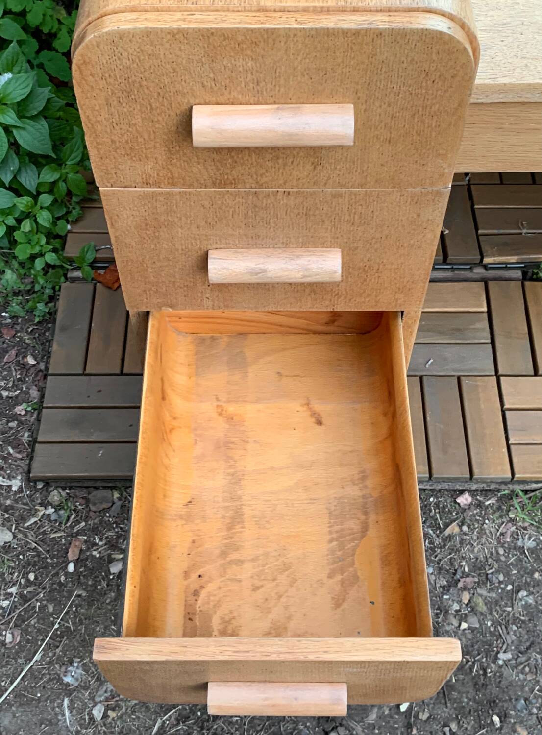 Art Deco dressing table in raw oak produced by Tatra Nabytok Czechoslovakia 1950