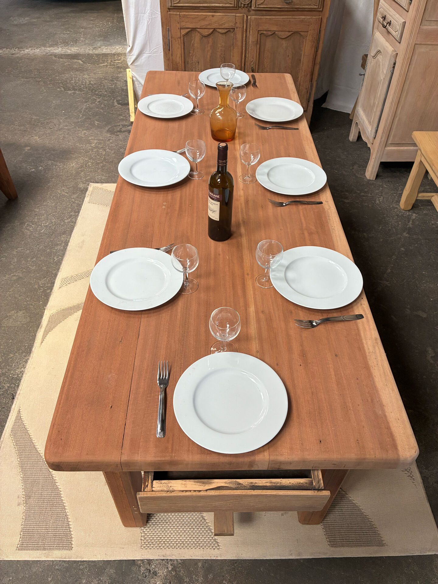 Exotic wood farmhouse table
