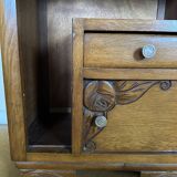 Art Deco bedside table in wood and pink marble