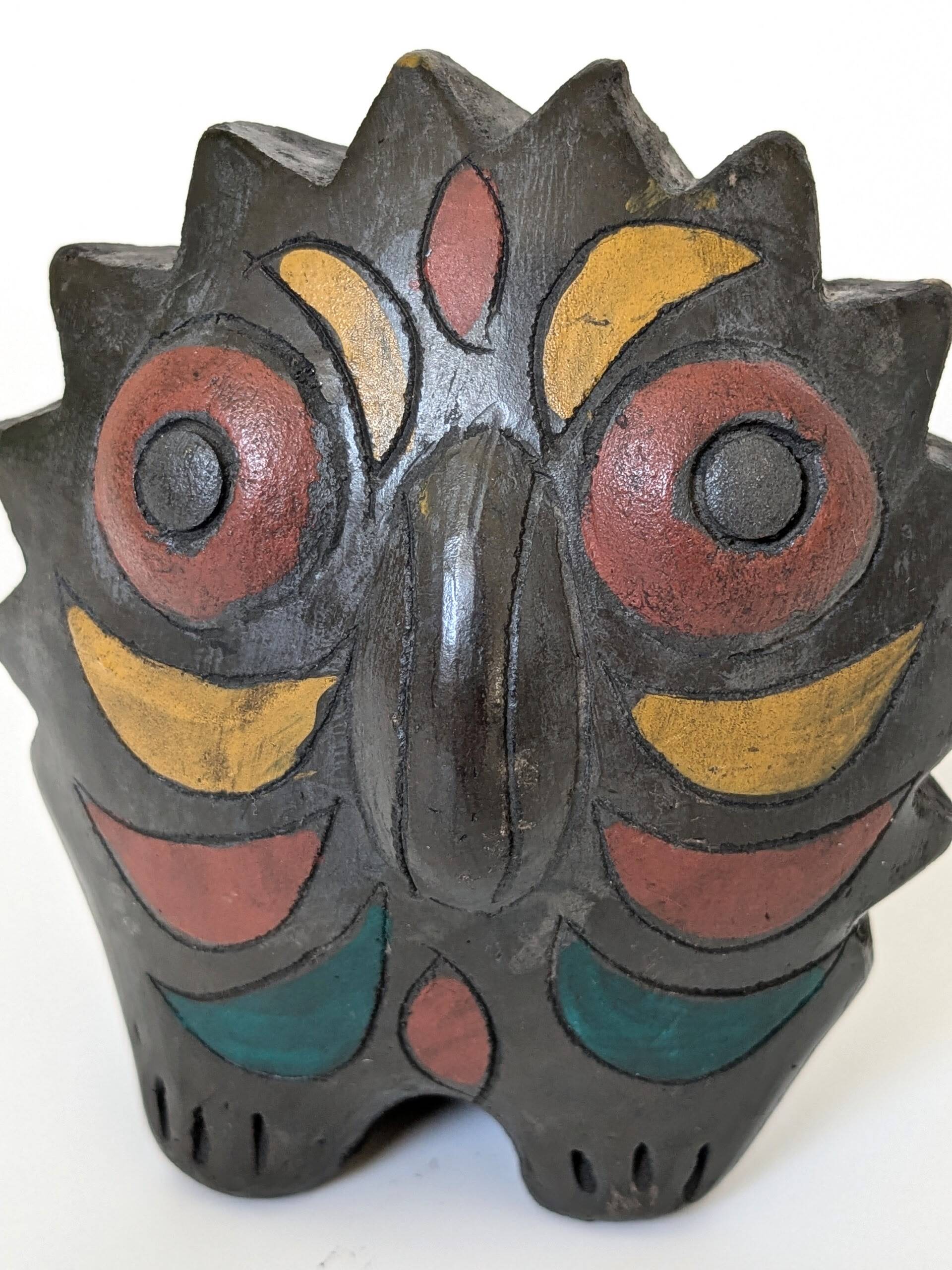 Mexican Pottery Owl from the 70s | Barro Negro Oaxaca | Midcentury