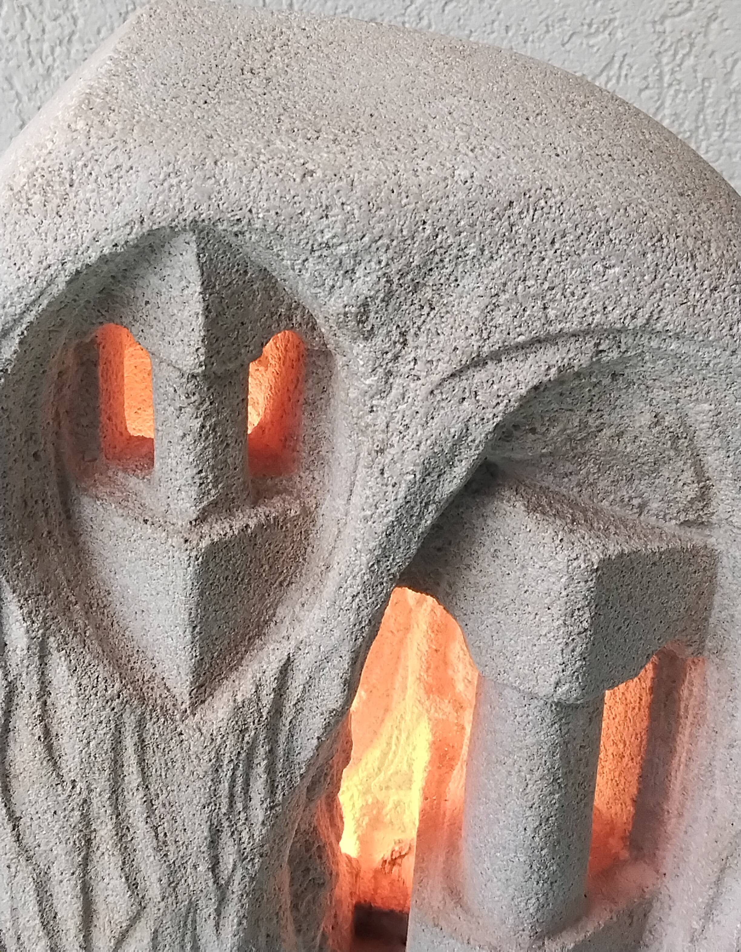 Sculpted stone lamp by Arsène Galisson