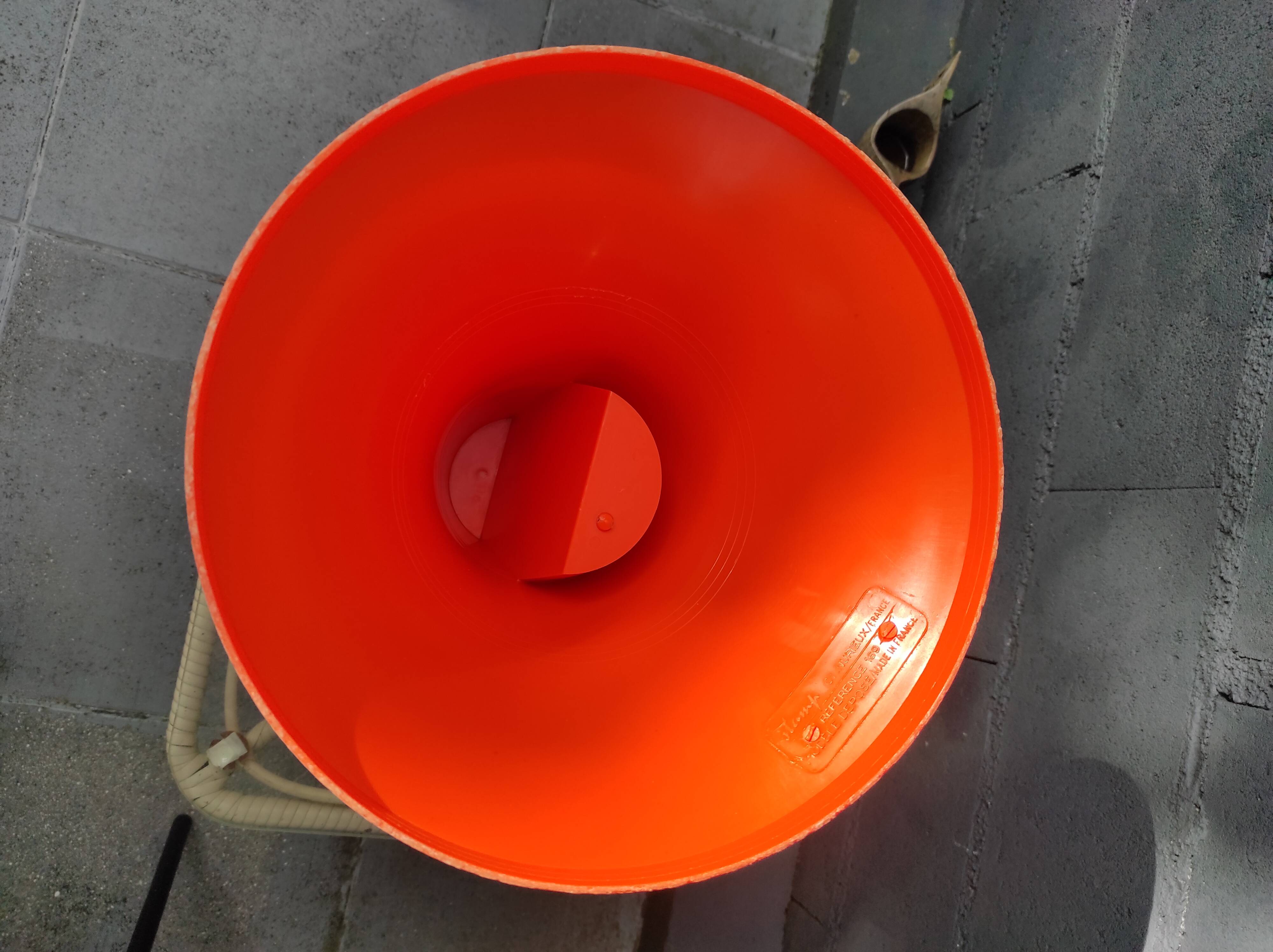 Stamp vintage orange 70's tamtam stool with black foam pad