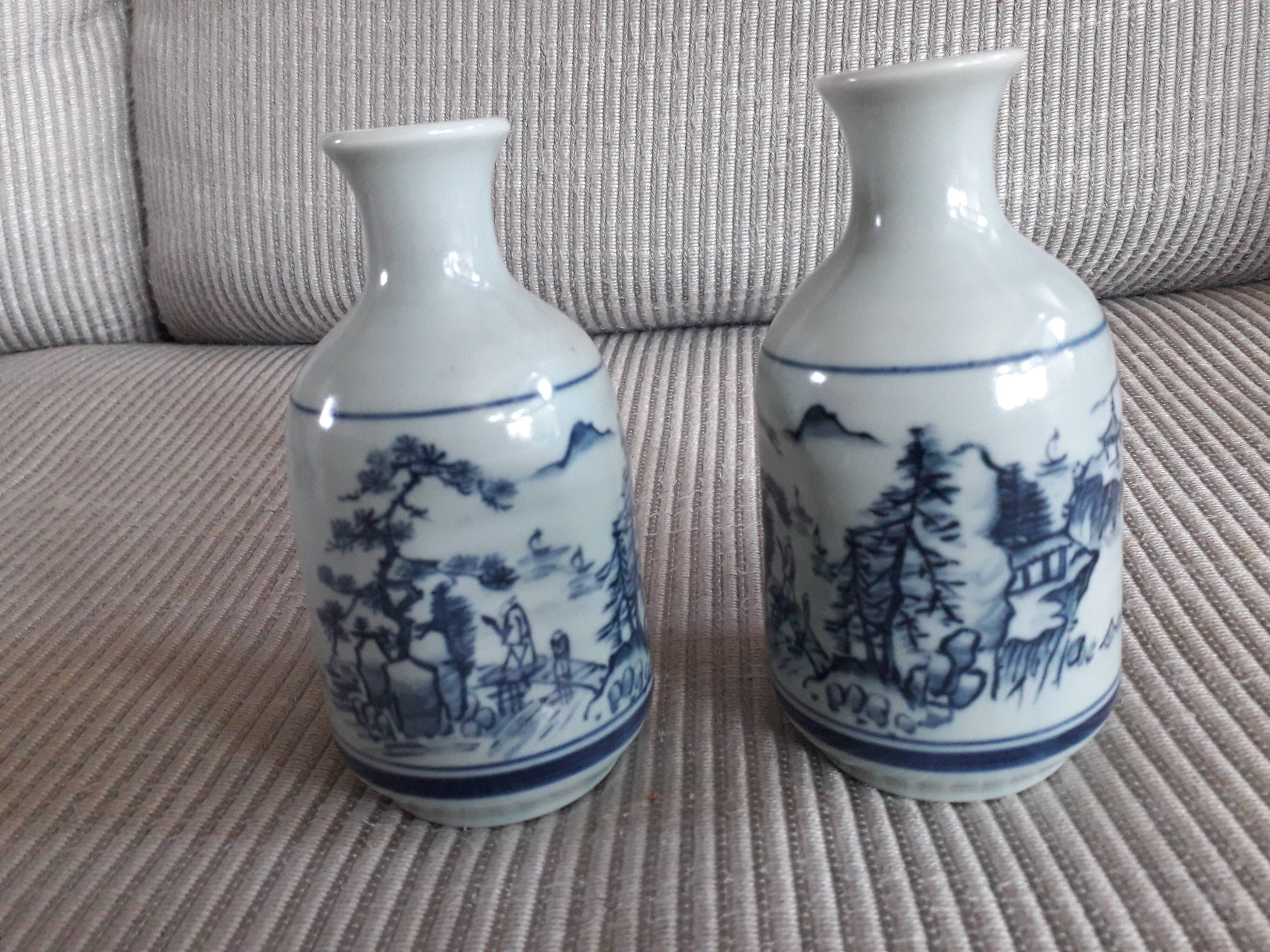 A pair of vintage Chinese ceramic vases signed