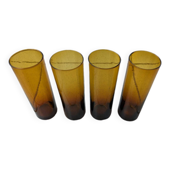 4 amber orangeade glasses