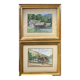 Watercolor paintings Austria Furberg and Unterach and frame circa 1950