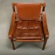 Arne Norell Sirocco Safari Lounge Chair in stained Ash and Brown Leather