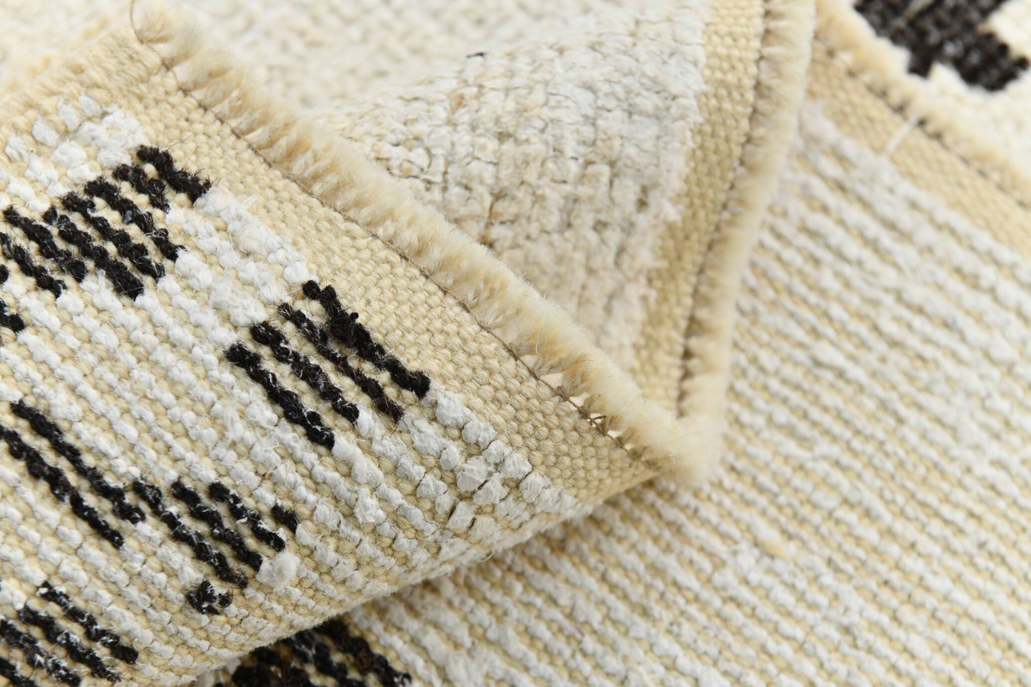 7x10 Neutral White Modern Super Soft Moroccan Rug, 216x294Cm